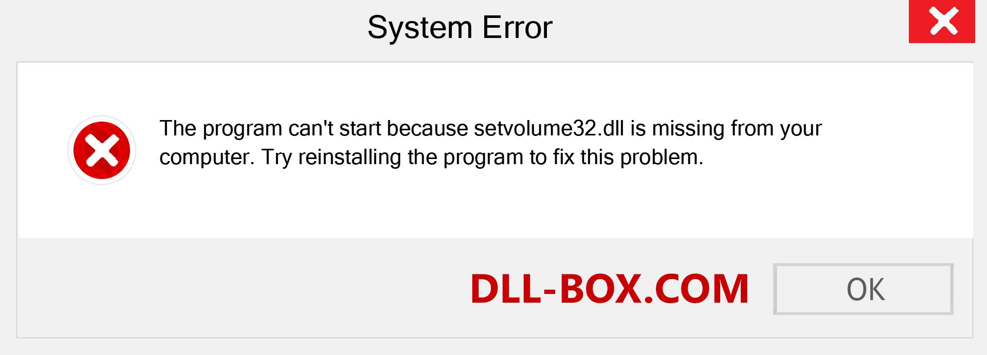  setvolume32.dll file is missing?. Download for Windows 7, 8, 10 - Fix  setvolume32 dll Missing Error on Windows, photos, images